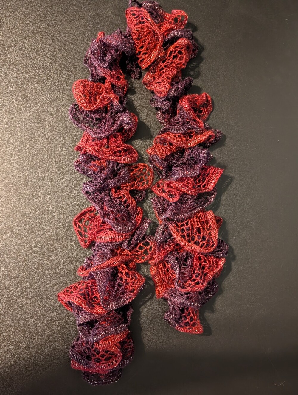 Purple and Red Ruffled Knit Scarf - Women Accessories